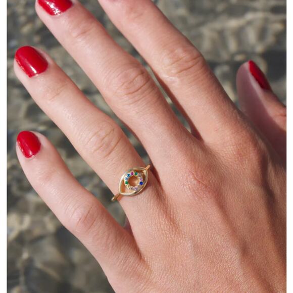 With Love Darling, Rainbow Eye Ring, NWT, Multiple Sizes - Picture 4 of 5